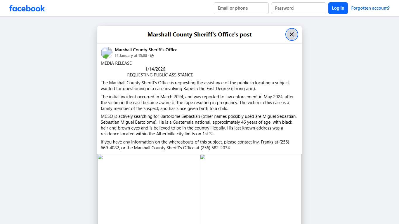 MEDIA RELEASE... - Marshall County Sheriff's Office Facebook
